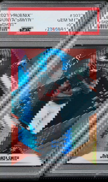 2021 Panini Phoenix Fire Burst Devonta Smith #107 PSA 10