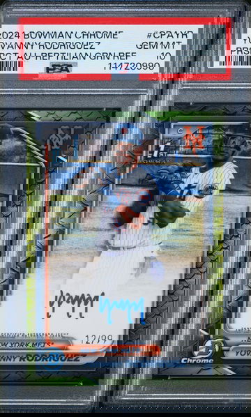 2024 Chrome Prospect Autographs Green Reptilian Refractors Yovanny Rodriguez #CPAYR /99 PSA 10