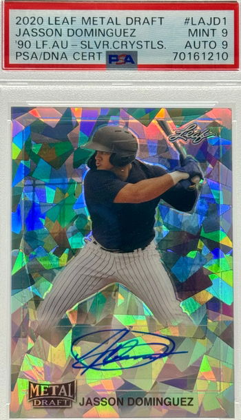 2020 LEAF METAL DRAFT JASSON DOMINGUEZ '90 LF.AU - SLVR.CRYSTALS #LAJD1 PSA/DNA CERT 9 MINT AUTO 9