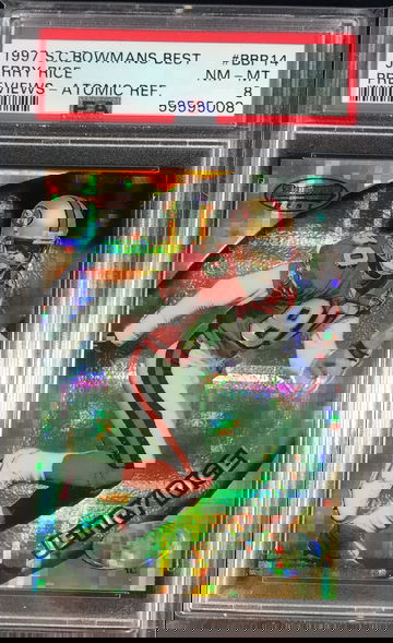 1997 S.C. Bowmans Best Jerry Rice Atomic Refractor Preview #BBP14 PSA 8 HOF San Francisco 49ers