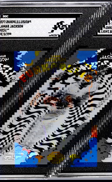 2022 Panini Illusions #F-2 Lamar Jackson Funkadelic Light Blue /299 SGC 9