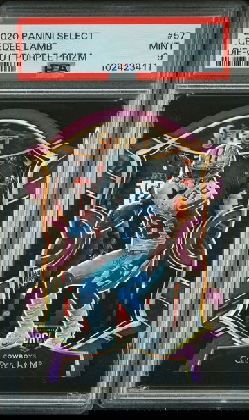 2020 Panini Select Prizm Purple Die Cut Ceedee Lamb #57 PSA 9