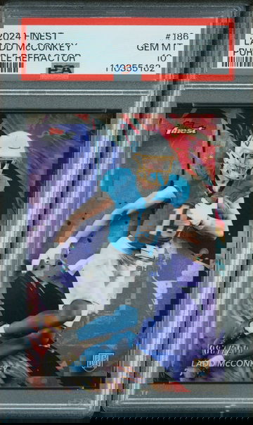 2024 Topps Finest Purple Refractor Ladd McConkey #186 RC /200 PSA 10