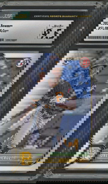 2022 Bowman Oneil Cruz RC #51 Pittsburgh Pirates - CSG Mint Plus 9.5