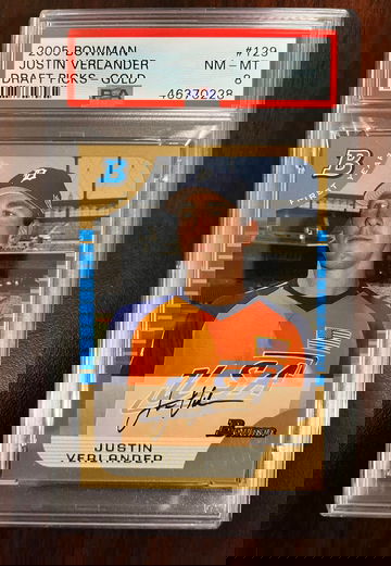 2005 Bowman Draft Picks GOLD Justin Verlander PSA 8