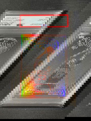 1996 TOPPS FINEST STERLING BRONZE REFRACTOR #50 MICHAEL JORDAN PSA 8 LOW POP