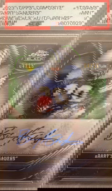Barry Sanders 2023 Topps Composit Chrome Black Auto /15 PSA 9