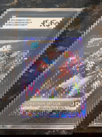 2020 Donruss Optic Jonathan Taylor PRIZM Purple Shock SGC 9.5