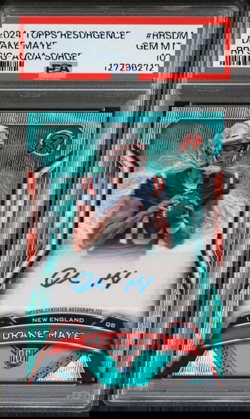 2024 Topps Resurgence Drake Maye Aqua Surge Rookie Auto PSA 10