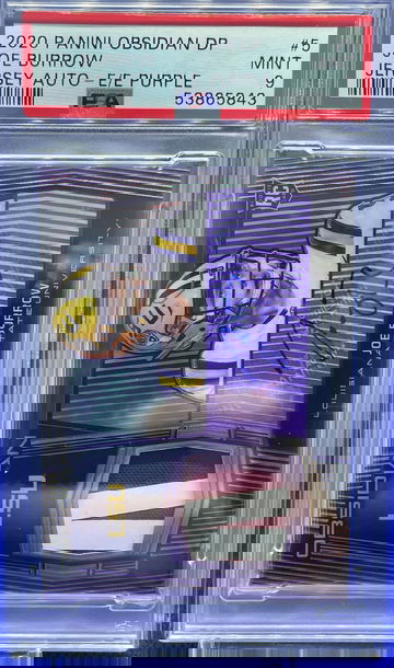 2020 Panini Obsidian Joe Burrow Electric Etch Purple Rookie Patch Auto RPA 3/10 PSA 9 Mint Pop 1