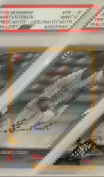 2018 Bowman Chrome Gold Refractor Auto Thairo Estrada RC PSA 9