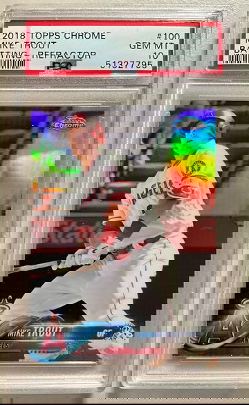 2018 TOPPS CHROME MIKE TROUT BATTING - REFRACTOR #100 PSA 10