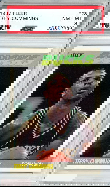 1987 FLEER TERRY CUMMINGS #23 MILWAUKEE BUCKS PSA 8 NM-MT