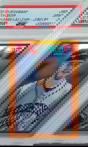 2019 Seth Beer Bowman Chrome Anniversary Orange /25 PSA 9