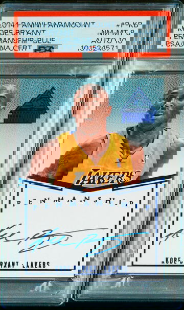 2014 Kobe Bryant Panini Paramount Penmanship Blue On Card Auto /25 PSA 8 10 Autograph SP
