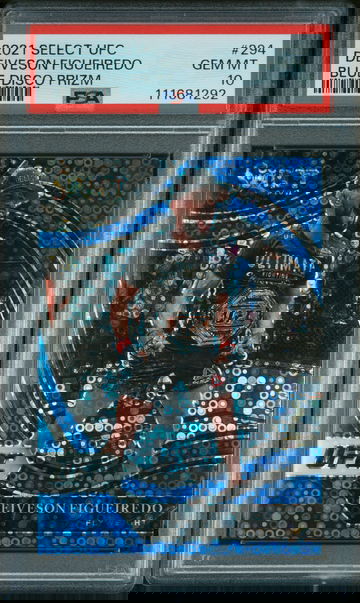 2021 Panini Select UFC Blue Disco Prizm Deiveson Figueiredo #294 /99 PSA 10