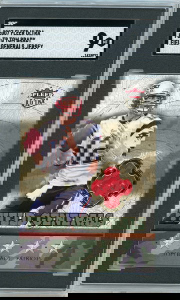 TOM BRADY 2007 FLEER ULTRA Field Generals GAME USED JERSEY (NFL LOGO) SGC 9
