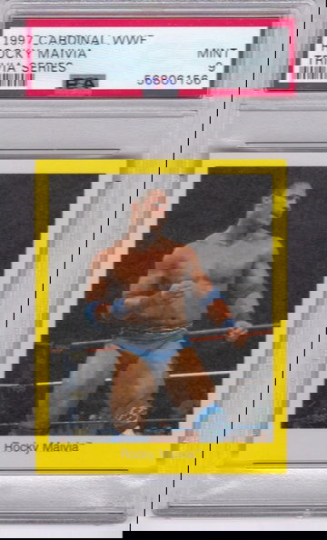 1997 Cardinal WWF Trivia Series Rocky Maivia The Rock PSA 9 Mint