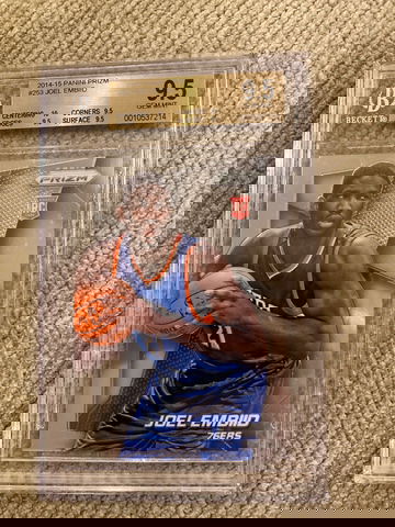 2014-15 panini prizm joel embiid rookie card bgs 9.5 gem +