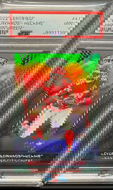 Clyde Edwards-Helaire 2022 Certified Mirror Green 5/5 PSA 9