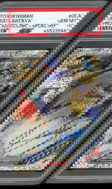 2019 Bowman Chrome Diego Cartaya Speckle Auto PSA10