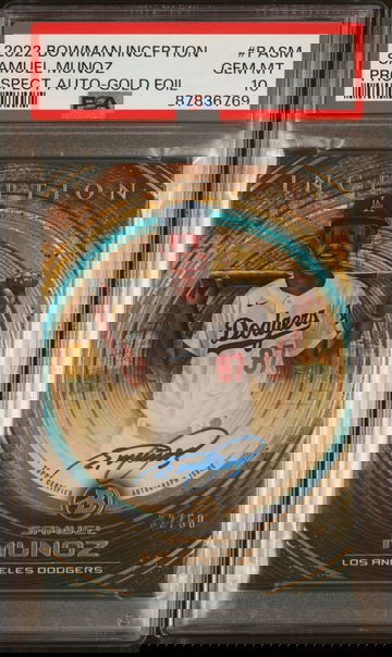 2022 Bowman Inception SAMUEL MUNOZ Gold Foil Rookie RC AUTO /50 PSA 10 GEM MINT