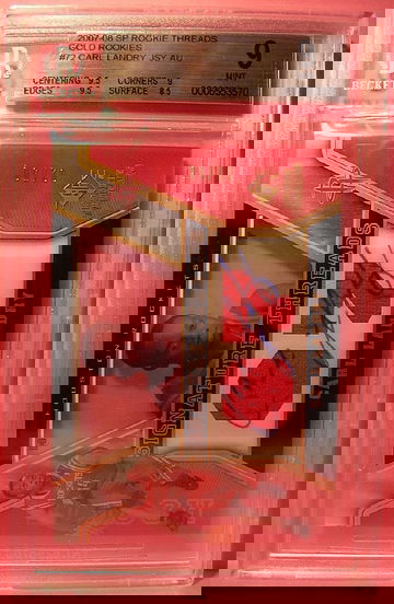 2007-08 SP ROOKIE THREADS GOLD ROOKIES #72 CARL LANDRY AUTO 02/50 BGS 9 MINT