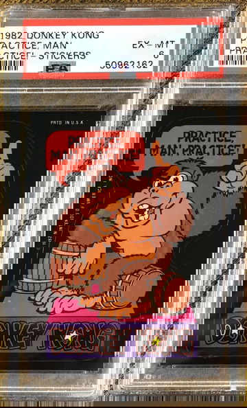 1982 Topps Nintendo Donkey Kong Sticker- Practice, Man, Practice! PSA 6