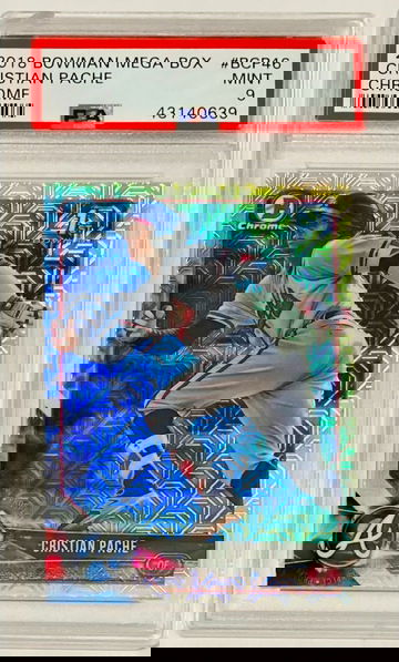 Cristian Pache 2018 Bowman Mega Box Chrome Rookie #BCP46 PSA 9 MINT Atlanta Braves *READ* Small crack on top of case