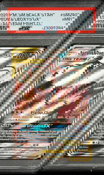 2016 Pokemon Sun and Moon Black Star Promos Tag Team Powers Collection Deoxys Gx/Espeon #SM240 PSA 9