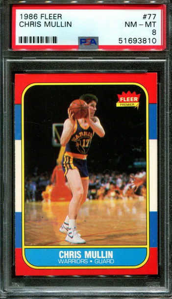 1986 Fleer Basketball #77 Chris Mullin Golden State Warriors PSA 8 NM-MT