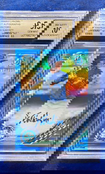 NOELVI MARTE - 2019 Bowman Chrome Blue Refractor Auto /150 - True Gem ++ .5 from pristine