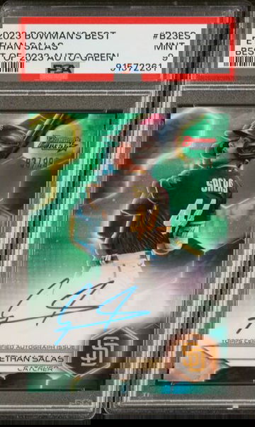 Ethan Salas 2023 Bowman’s Best Best Of 2023 Green Refractor Auto #d /99 PSA 9