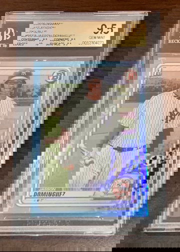 2020 Bowman 1st Edition Jasson Dominguez Sky Blue Foil BGS 9.5