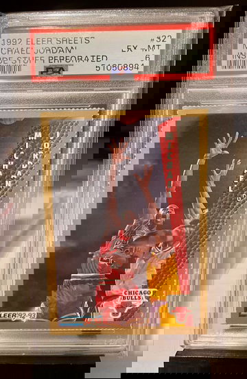 1992 Fleer Sheets Michael Jordan Inside Stuff PSA 6