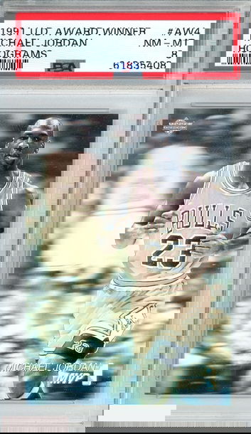 1991 UPPER DECK AWARD WINNER HOLOGRAM MICHAEL JORDAN #AW4 BULLS HOF PSA 8 NM-MT