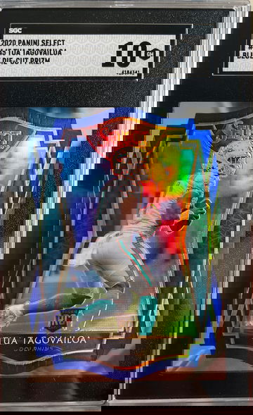 2020 Panini Select Tua Tagovailoa RC Premier Die Cut Blue Prizm SGC 10