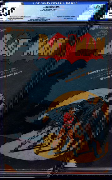 Batman #16 (1943) CGC 2.0 -- 1st & origin of Alfred; Joker appearance; Bob Kane