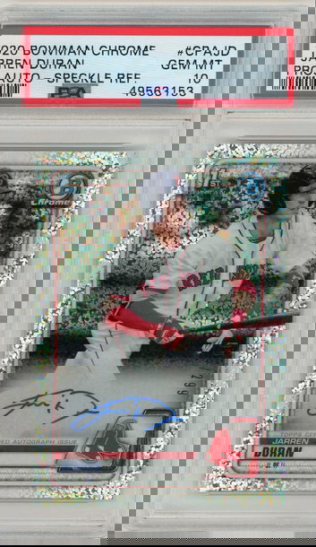 2020 Bowman Chrome Speckle Refractor Auto Jarren Duran PSA 10