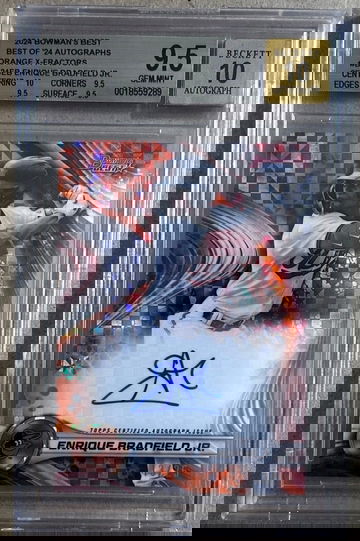 2024 Bowman’s Best Enrique Bradfield Jr Best of ‘24 Autographs Orange X-Fractor /25