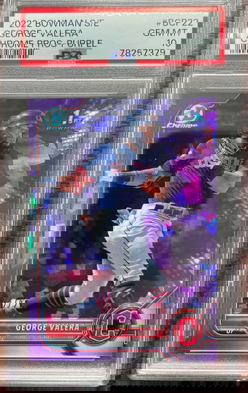 2022 Bowman Sapphire George Valera Purple /25 PSA 10