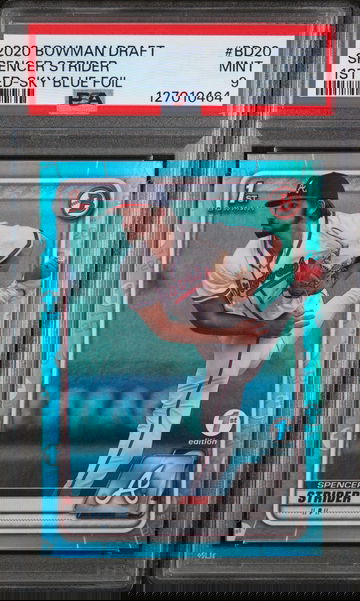 2020 Bowman Draft 1st Edition Sky Blue Foil Spencer Strider #BD20 PSA 9