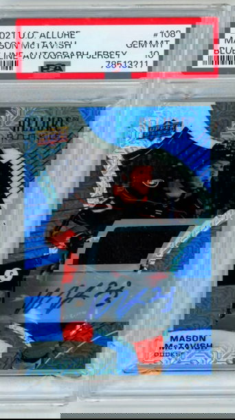 MASON MCTAVISH 2021 Upper Deck Allure Rookie RC Auto Patch 37/75 PSA 10 POP 1