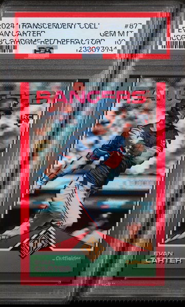2024 Topps Transcendent Collection Transcendent Icons Chrome Red Refractor Evan Carter #87 /5 PSA 10