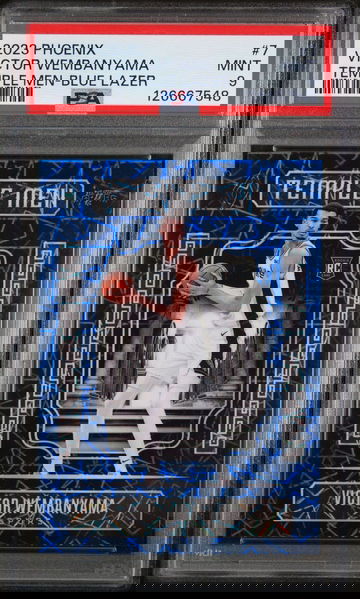 2023 Panini Phoenix Victor Wembanyama Temple Men Blue Lazer PSA 9