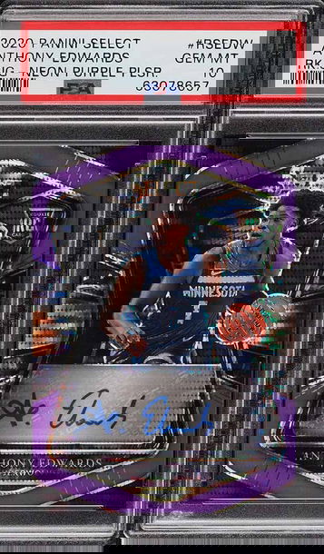 2020 Select Rookie RC Auto ANTHONY EDWARDS Neon Purple Pulsa RS-EDW /15 PSA 10!!!