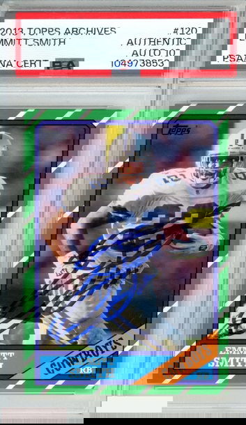 2013 TOPPS ARCHIVES EMMITT SMITH #120 PSA AUTHENTIC AUTO 10