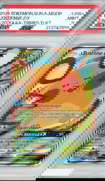 2019 POKEMON SM UNBROKEN BONDS FA DEDENNE GX #195A 20 YAAA TRAINER TOOLKIT PSA 9