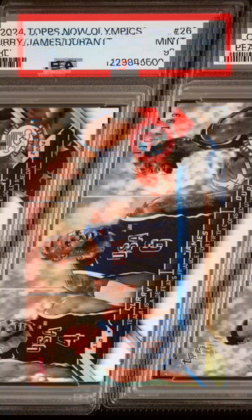 2024 Lebron James Stephen Curry Kevin Durant Topps Now Pearl /199 PSA 9 #26 USA HOLO Refractor SP Olympics