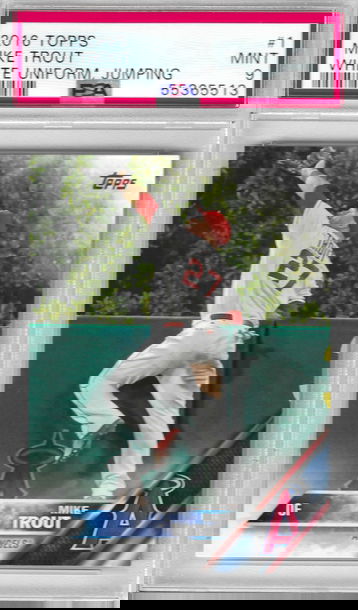 2016 Topps Mike Trout White Uniform, Jumping PSA 9